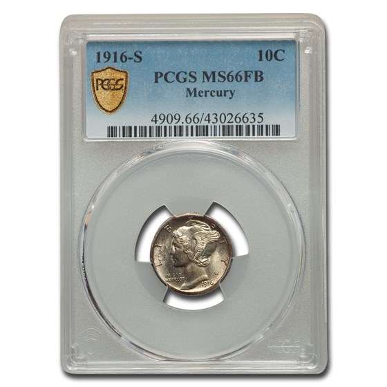 1916-S Mercury Dime MS-66 PCGS (FB) 1916-S Mercury Dime MS-66 PCGS (FB)